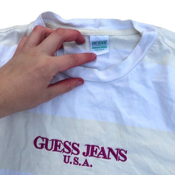 Rare Guess Farmers Market Striped Shirt Medium - Picture 5 of 6